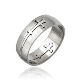 Stainless Steel Cross Ring - Click Image to Close